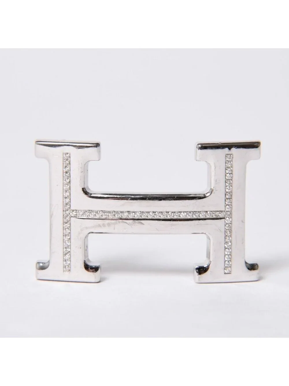 Hermes Belt Buckle H Logo Diamond Reversible Blue White Silver